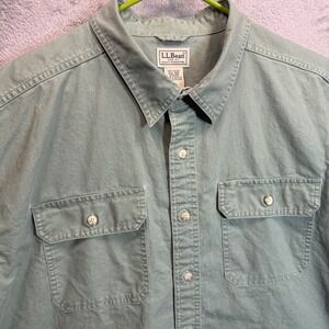 LL Bean XXL Regular Fit 100% Cotton Button‎ Down Short Sleeve Shirt Mens